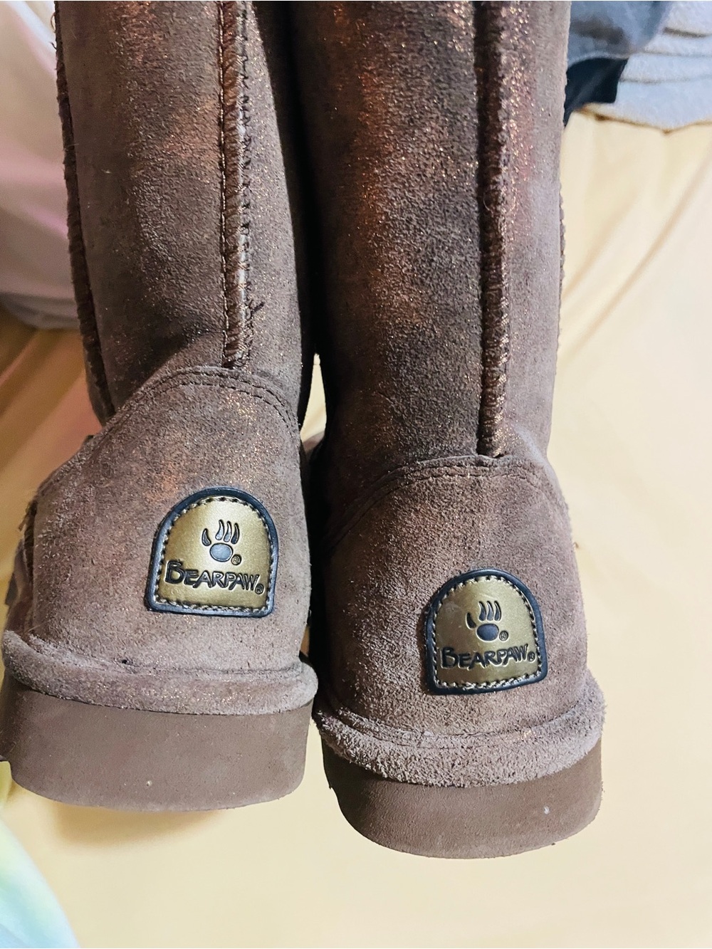 BearPaw Women’s bronze shimmer Suede Pull-On Boots